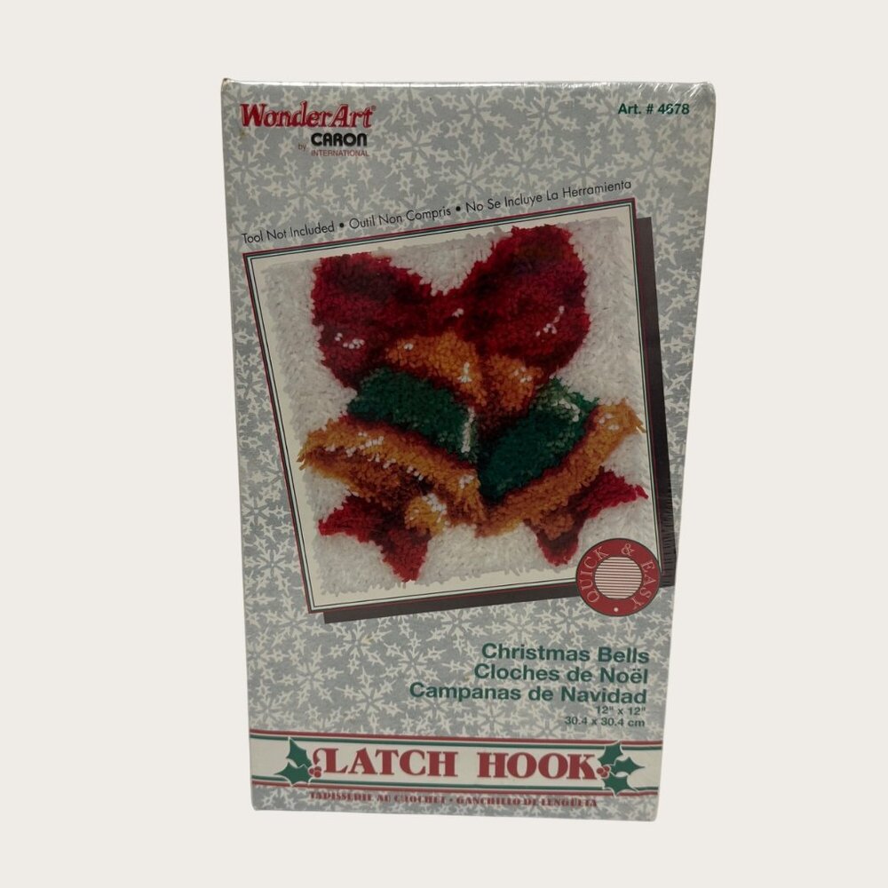 Caron WonderArt Christmas Bells Latch Hook Kit 12" X 12"